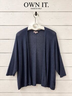 OWN IT. Made in Italy Navy Lightweight Knit Cardigan Size M
